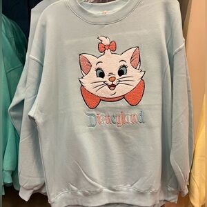 Disneyland Disney 2025 Aqua Blue Embroidered Marie Sweatshirt Aristocats